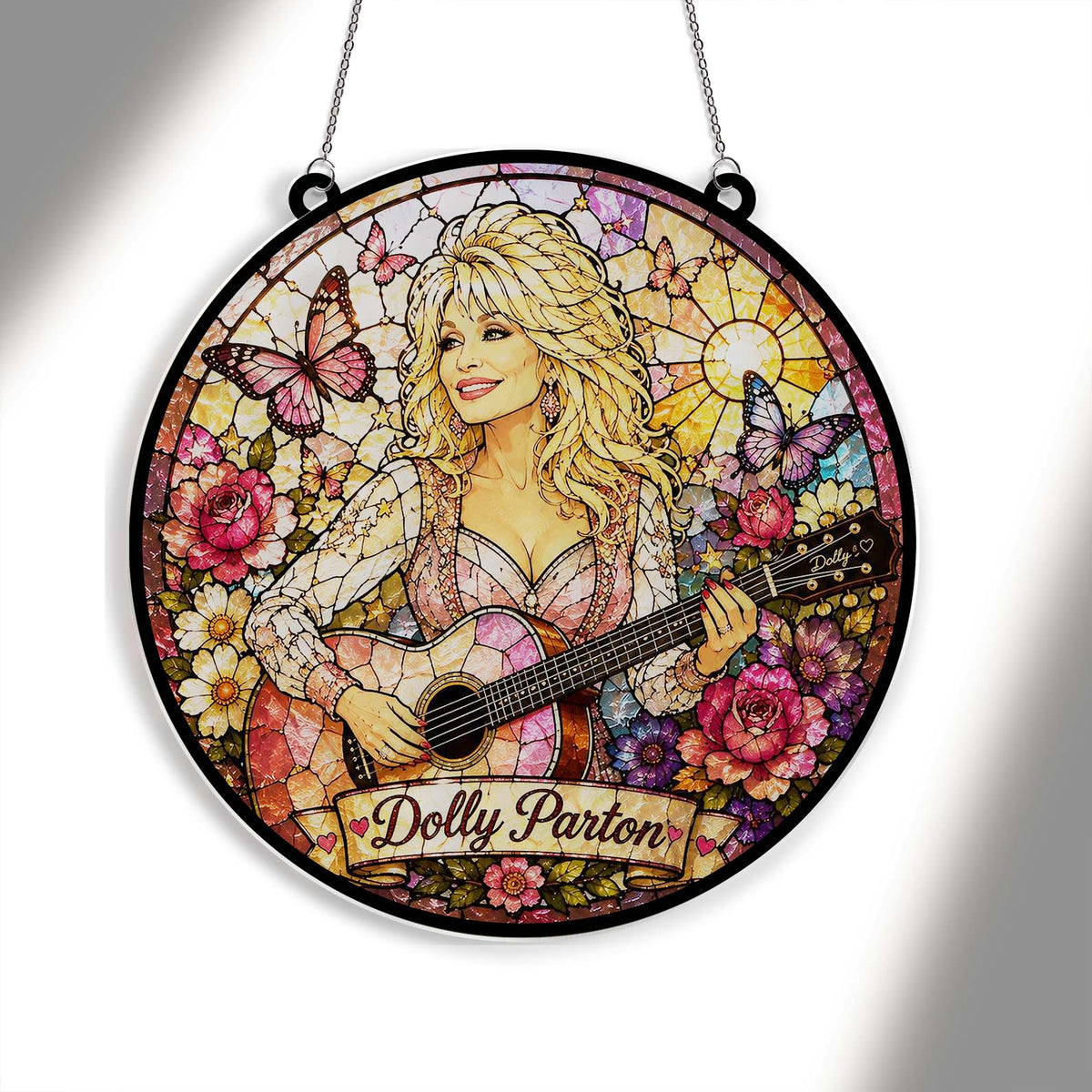 Dolly Parton Memorial Stained Glass Suncatcher, Country Music Tribute Gift, Dolly Parton Fan Gift 686109