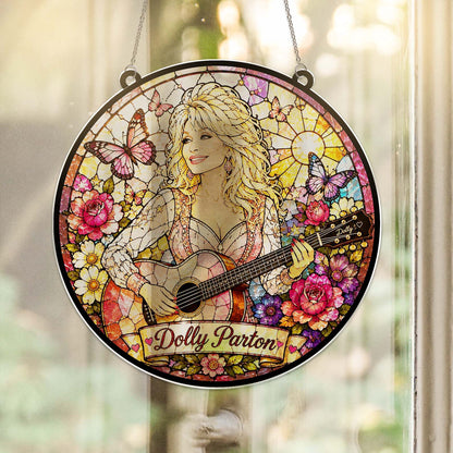 Dolly Parton Memorial Stained Glass Suncatcher, Country Music Tribute Gift, Dolly Parton Fan Gift 686109