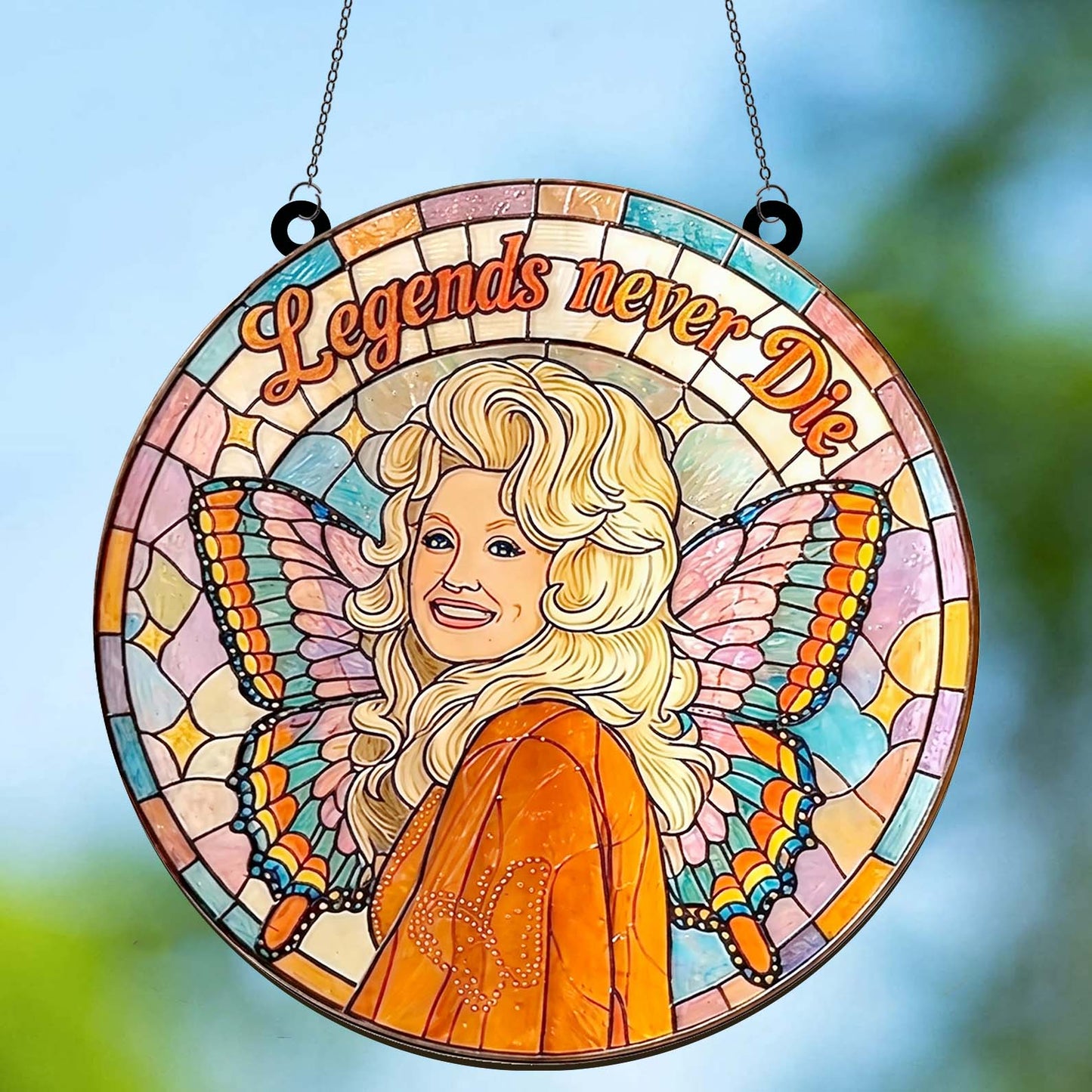 Dolly Parton Memorial Stained Glass Suncatcher, Country Music Tribute, Legends Never Die Fan Gift 686123