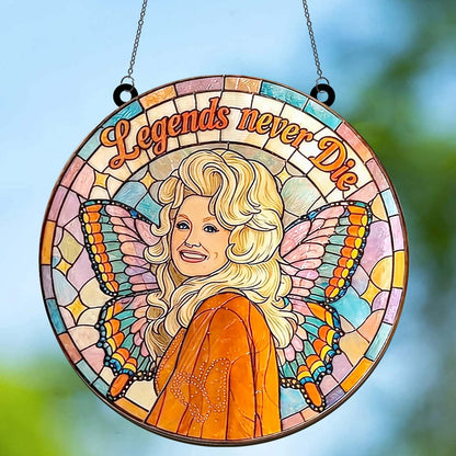 Dolly Parton Memorial Stained Glass Suncatcher, Country Music Tribute, Legends Never Die Fan Gift 686123