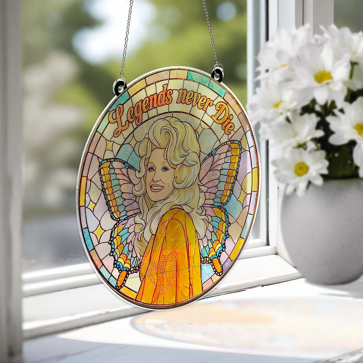 Dolly Parton Memorial Stained Glass Suncatcher, Country Music Tribute, Legends Never Die Fan Gift 686123