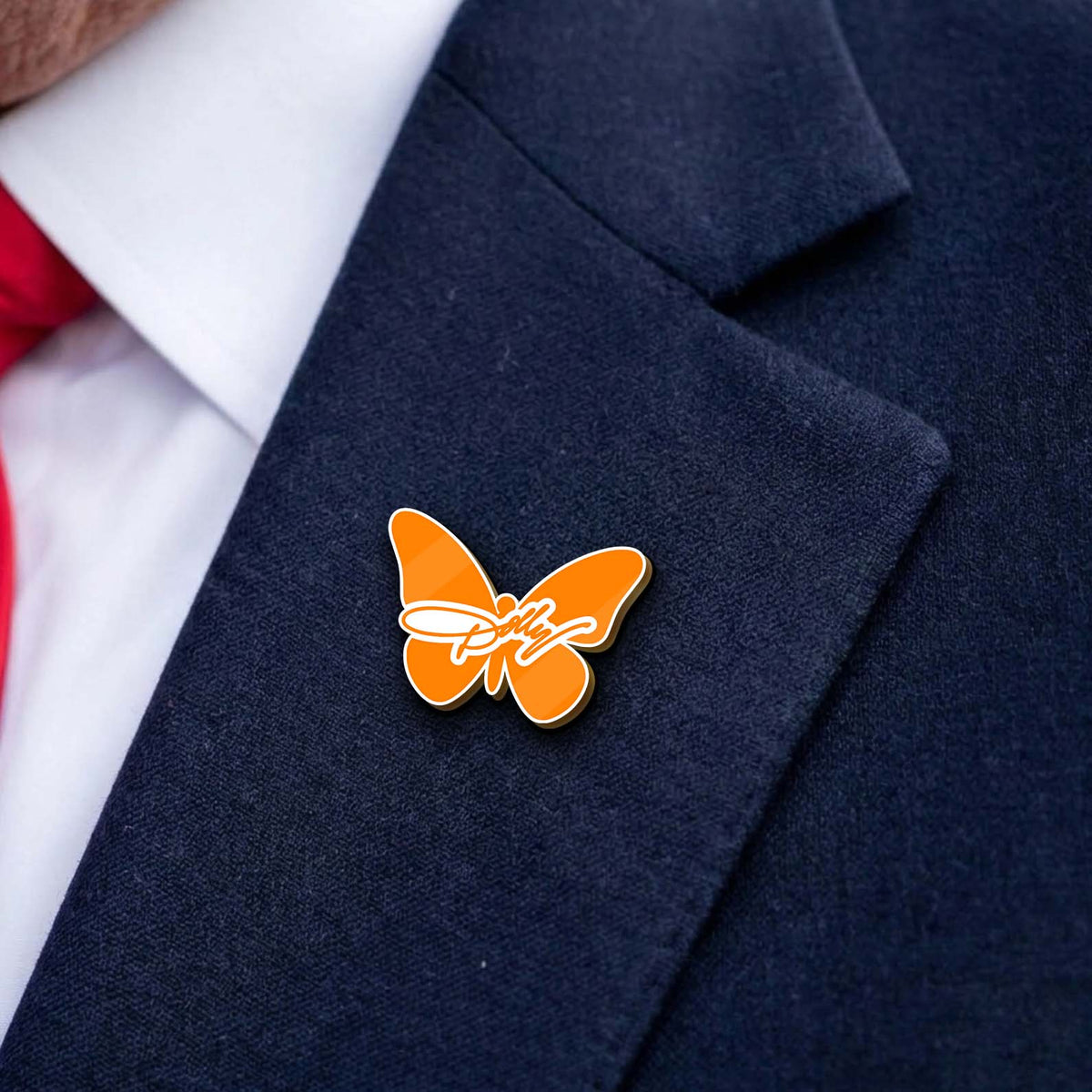 Dolly Orange Butterfly Lapel Pin, Pack of 10 Country Music Memorial Pins, Dolly Parton Fan Gift 686125