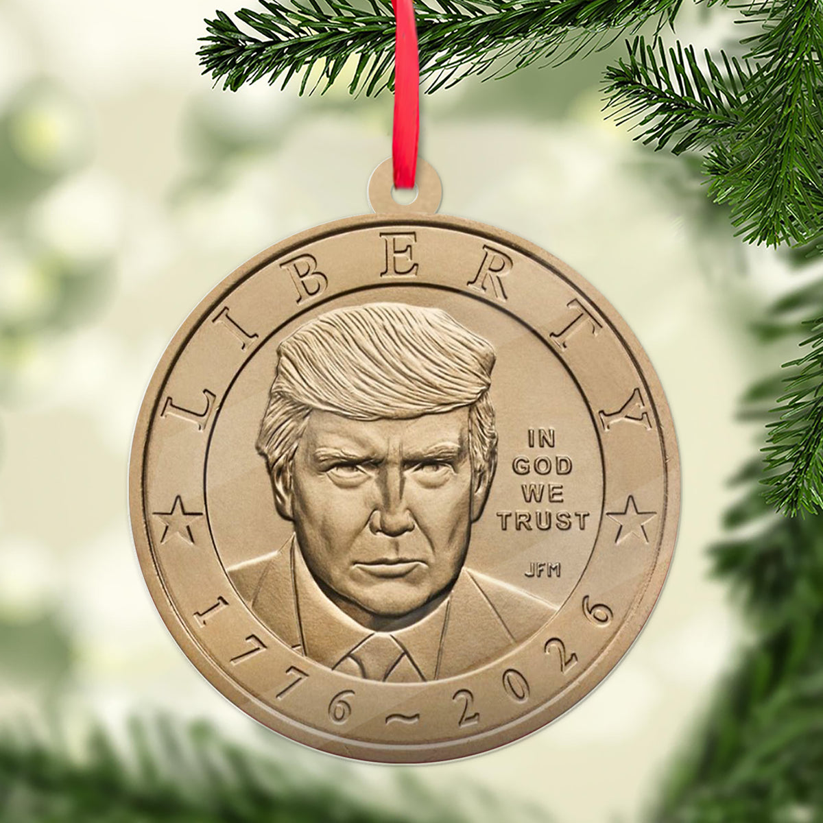 Donald Trump 2-Sided Acrylic Ornament, USA 250th Anniversary Christmas Ornament 686132