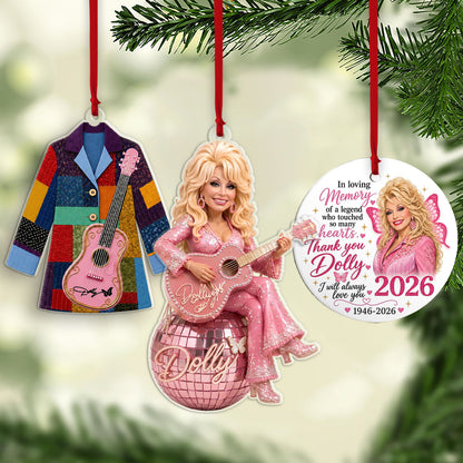 Dolly Parton Memorial Acrylic & Ceramic Ornament Set, Country Music Christmas Ornaments, Dolly Fan Gift 686203
