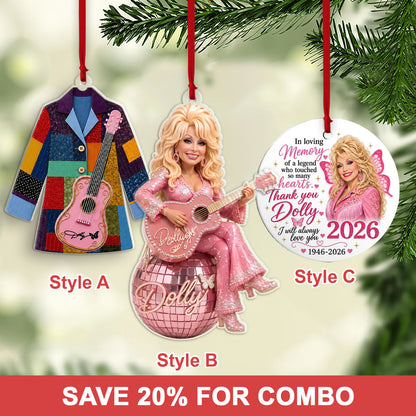 Dolly Parton Memorial Acrylic & Ceramic Ornament Set, Country Music Christmas Ornaments, Dolly Fan Gift 686203