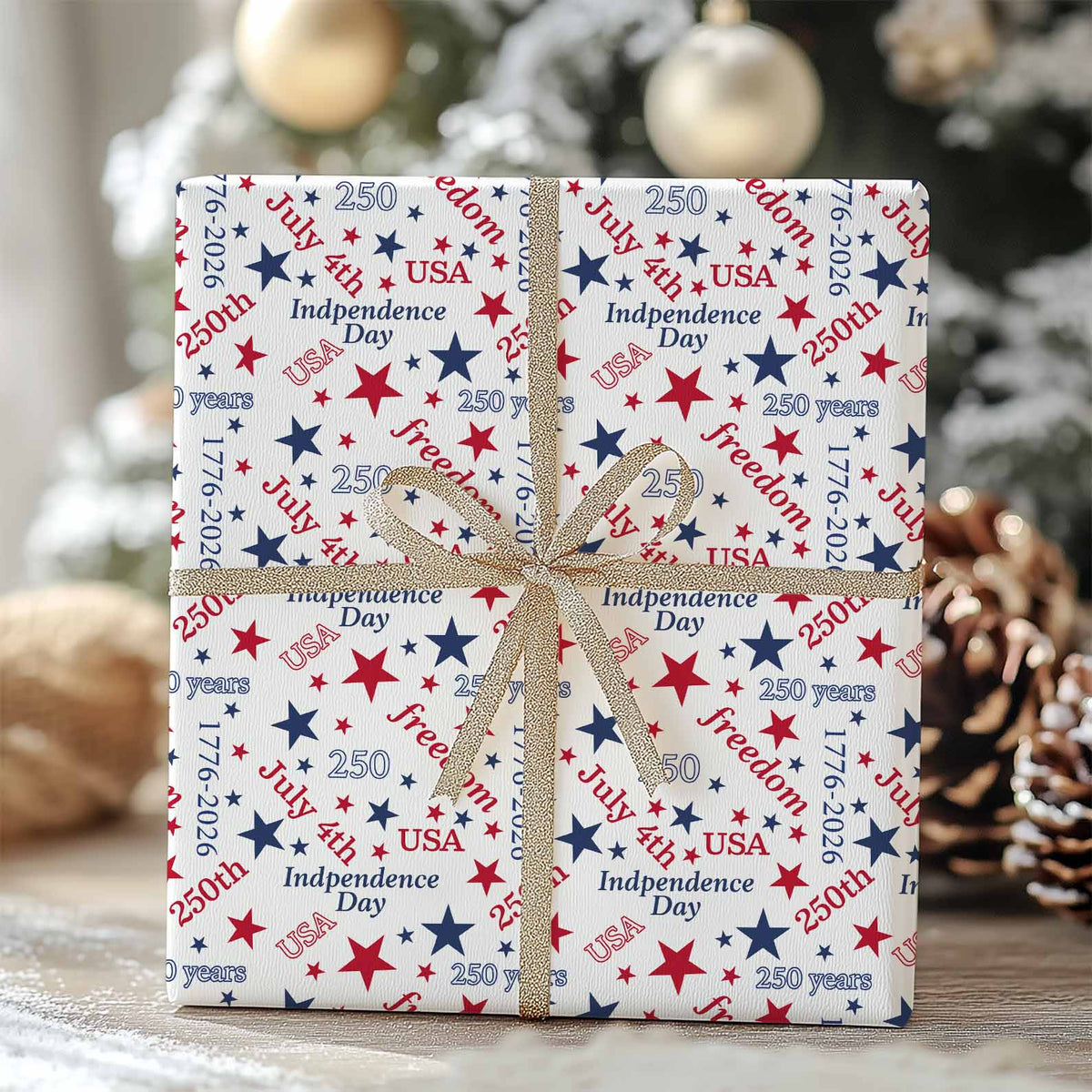 USA 250 Years Wrapping Paper, 1776-2026 Patriotic Gift Wrap, July 4th Independence Day Decor 686220