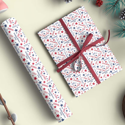 USA 250 Years Wrapping Paper, 1776-2026 Patriotic Gift Wrap, July 4th Independence Day Decor 686220