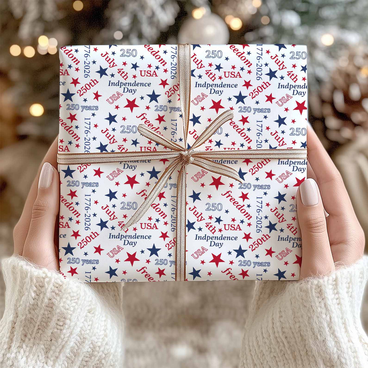USA 250 Years Wrapping Paper, 1776-2026 Patriotic Gift Wrap, July 4th Independence Day Decor 686220