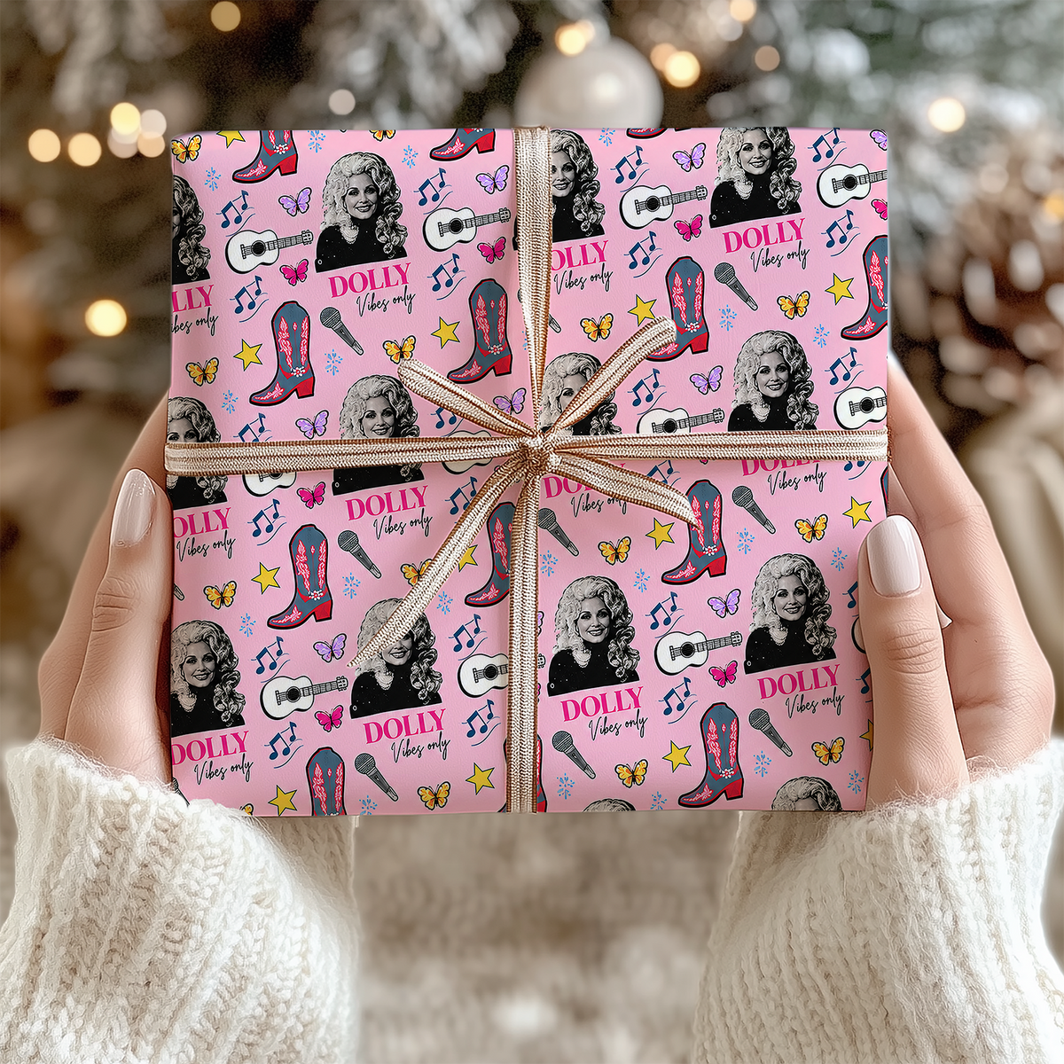 Dolly Parton Memorial Wrapping Paper, Pink Country Music Gift Wrap, Western Cowgirl Dolly Fan Gift 686284