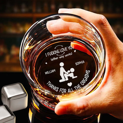 Personalized I F*cking Love You Funny Whiskey Glass, Custom Couple Names, Romantic Gag Gift for Him 686360