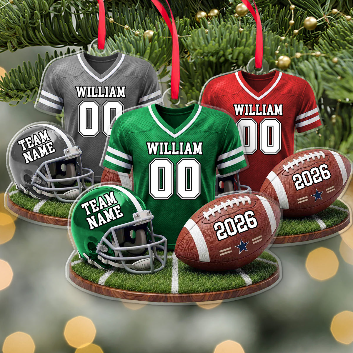 Personalized American Football Acrylic Ornament, Custom Name Number Team Christmas Ornament Gift 686395