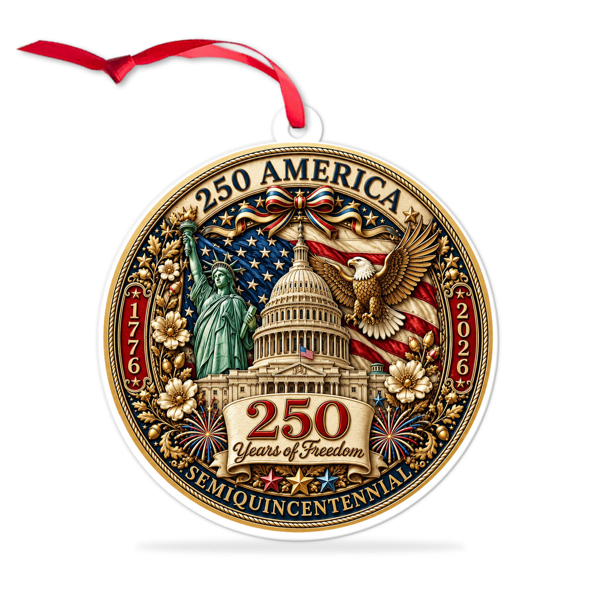 America 250th Anniversary Acrylic Ornament 1776-2026 Patriotic Christmas Gift 686459