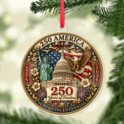 America 250th Anniversary Acrylic Ornament 1776-2026 Patriotic Christmas Gift 686459