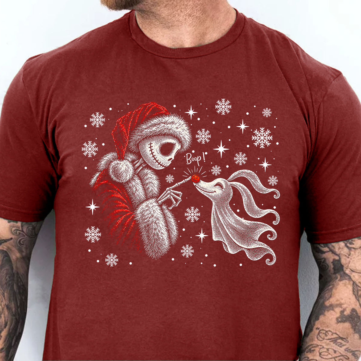 Jack Skellington and Zero Boop Christmas T-Shirt, Funny Nightmare Before Christmas Xmas Shirt, Holiday Gift Top 686634
