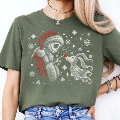 Jack Skellington and Zero Boop Christmas T-Shirt, Funny Nightmare Before Christmas Xmas Shirt, Holiday Gift Top 686634