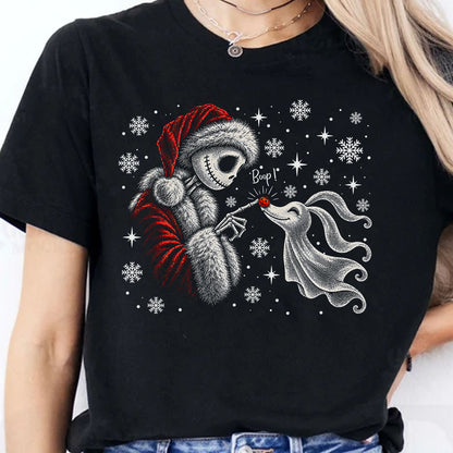 Jack Skellington and Zero Boop Christmas T-Shirt, Funny Nightmare Before Christmas Xmas Shirt, Holiday Gift Top 686634
