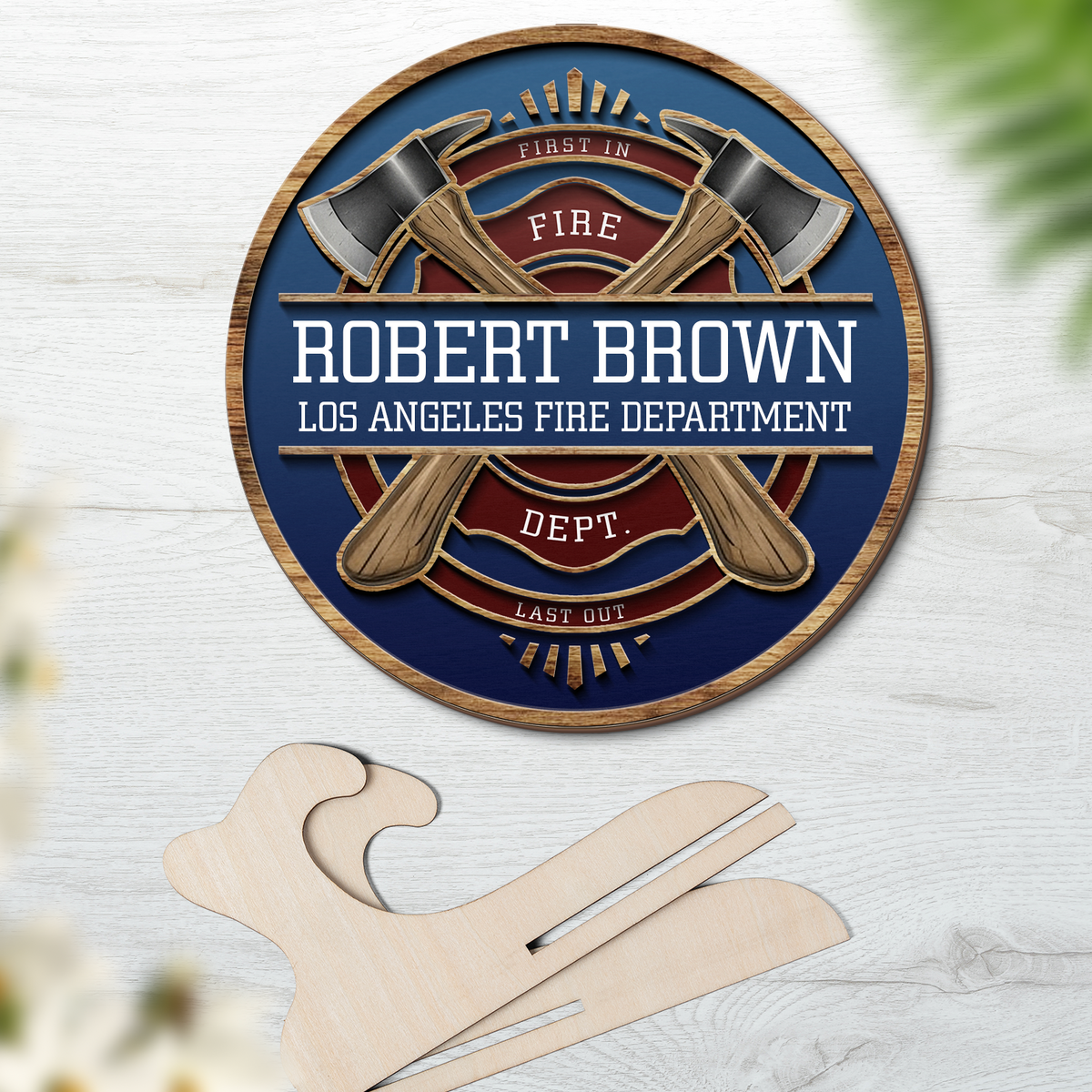 Custom Firefighter Wood Plaque, Personalized 2 Layers Wooden Plaque, First Responder Gift, Fireman Retirement Gift 682769