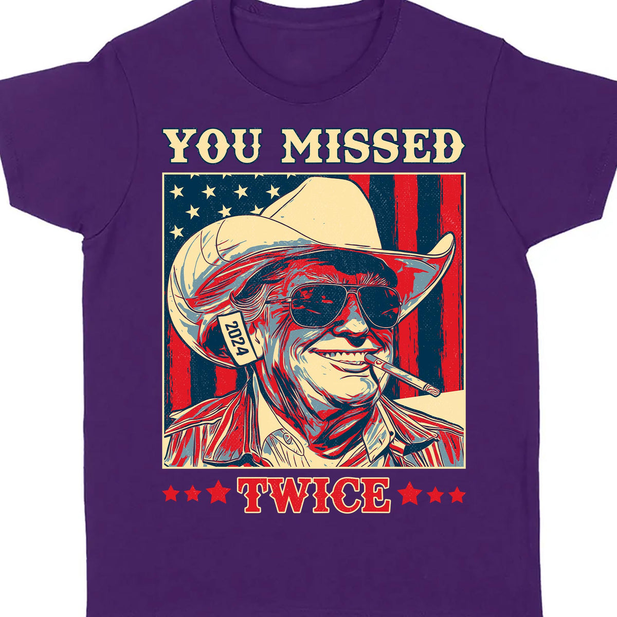 Trump You Missed Twice Shirt | Assassination Attempt Trump Tee | Cowboy Trump Tee | Trump Supporters Shirt Dark T1488 - GOP