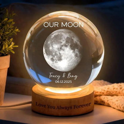 Our Moon Crystal Ball Night Light | Custom Moon Phase Night Light | Anniversary Gift For Couple 684317
