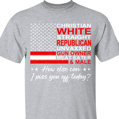 Christian White Straight Republican Shirt | Donald Trump Homage Shirt | Donald Trump Fan Front Shirt T939 - GOP