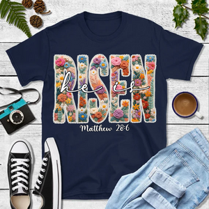Floral Spring Pearl He Is Risen Dark Shirt | Easter Day T-Shirt 684439