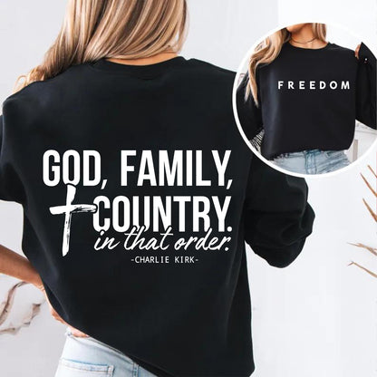God Family Country Charlie Kirk Red Shirt | Red Freedom Shirt | We Wear Red Charlie Kirk Birthday October 14 Front & Back Shirt 683205