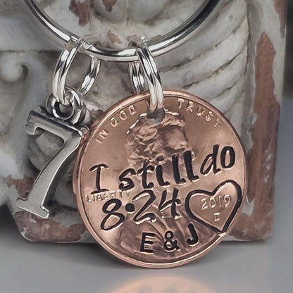 Personalized I Still Do Penny Keychain, Custom Name & Date Keychain, Gift For Couples 686681 WFD