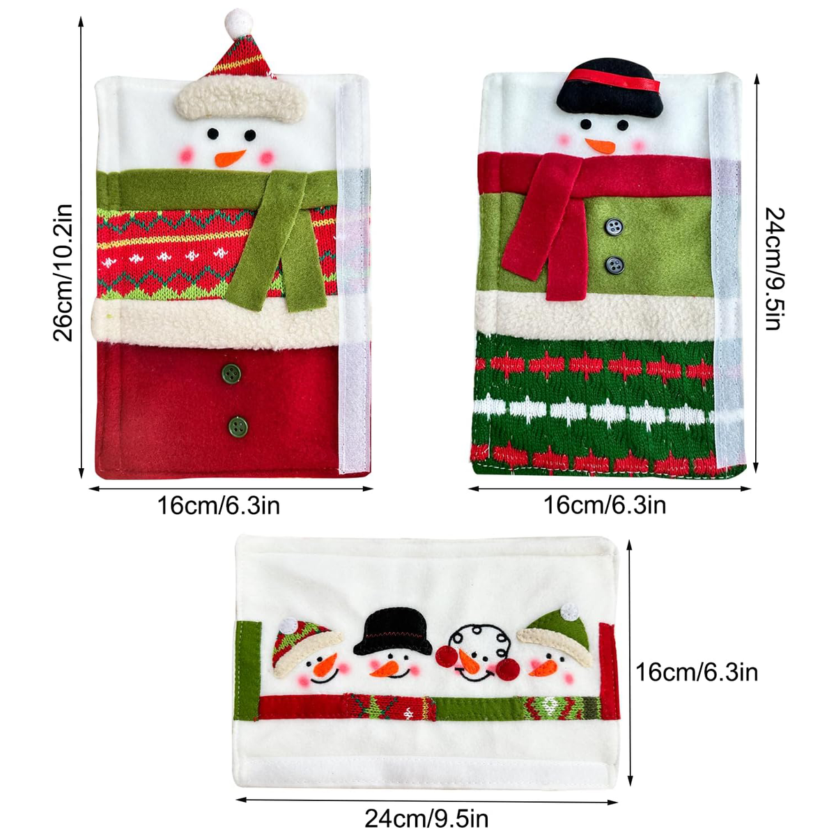 Personalized Christmas Handle Covers, 3 Piece Snowman Kitchen Appliance Decor Set 686369 WFD