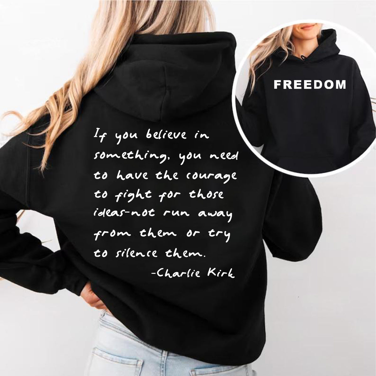 Red Charlie Kirk FREEDOM Shirt | Charlie Kirk Quote Red Shirt | We Wear Red Charlie Kirk Birthday October 14 | Red Front & Back Shirt 683081