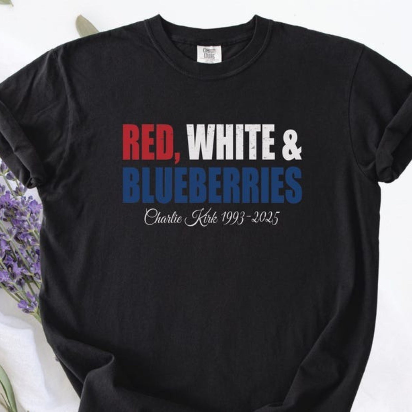 Red White & Blueberries Charlie Kirk Memorial Freedom Shirt | Charlie Kirk Dark T-Shirt | Justice for Charlie Kirk shirt 683028