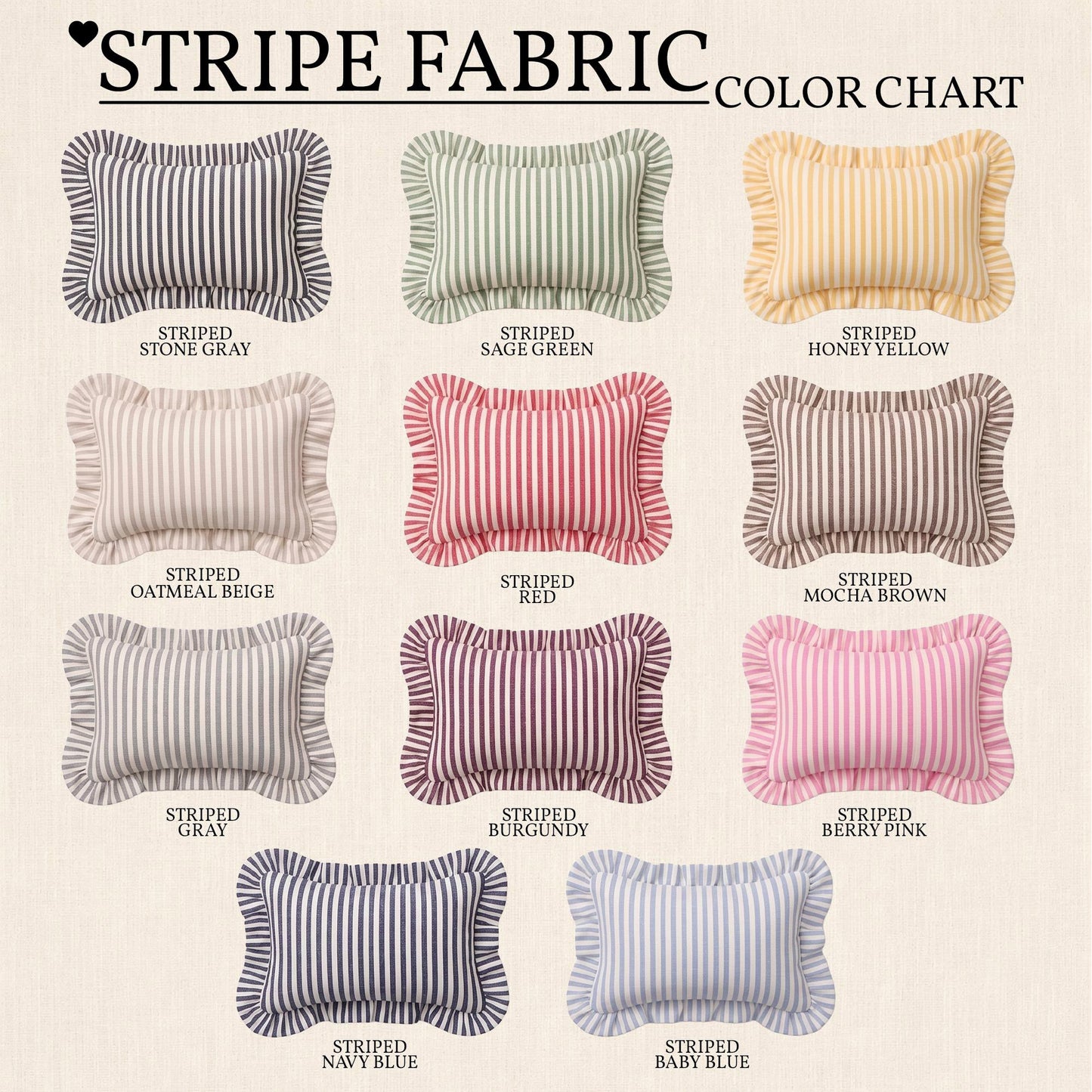 Custom Embroidered Name Pillow | Personalized Striped Ruffled Punch Needle Throw Pillow 685556 WFD