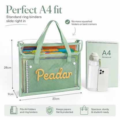 Personalized Transparent Library Bag, Custom Name Clear Handle Folder, Back To School Gift 685493