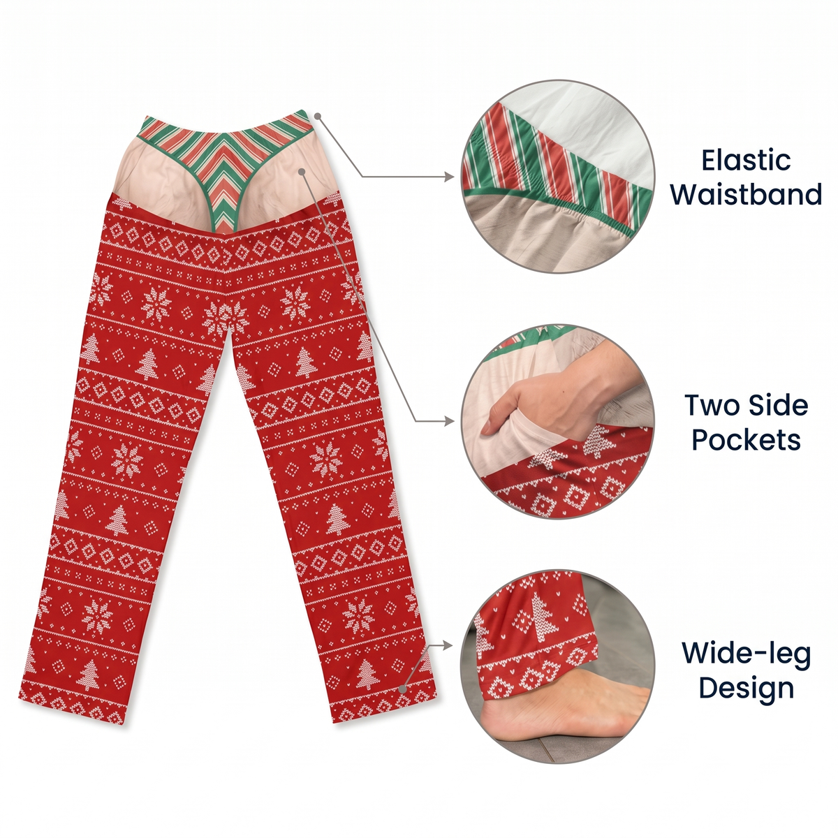 Personalized Prank Fake Butt & Underwear Pajamas Pants, Cheeky Christmas Gift 686589 WFD