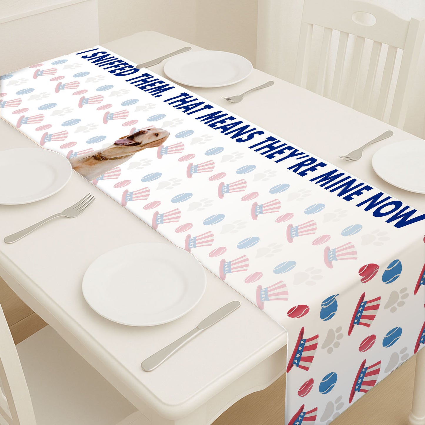 Personalized I Sniffed Them Table Runner | Custom Dog Photo | Patriotic 4th Of July Table Runner For Kitchen 682364