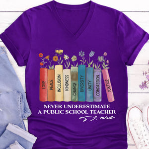 Never Underestimate A Public School Teacher Shirt | Democrat Shirt | Kamala Harris 2024 Shirt Dark T1543 - KH2