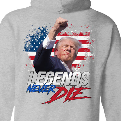 Legends Never Die | Trump Fight 2024 Shirt Pennsylvania Rally | Trump Fight Backside Shirt Dark C1116 - GOP