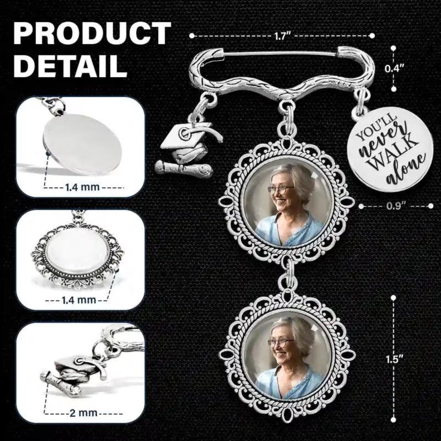 Graduation Walking Beside You | Personalized Memorial Graduation Pin | Memorial Pin | Custom Photo Charm 684856