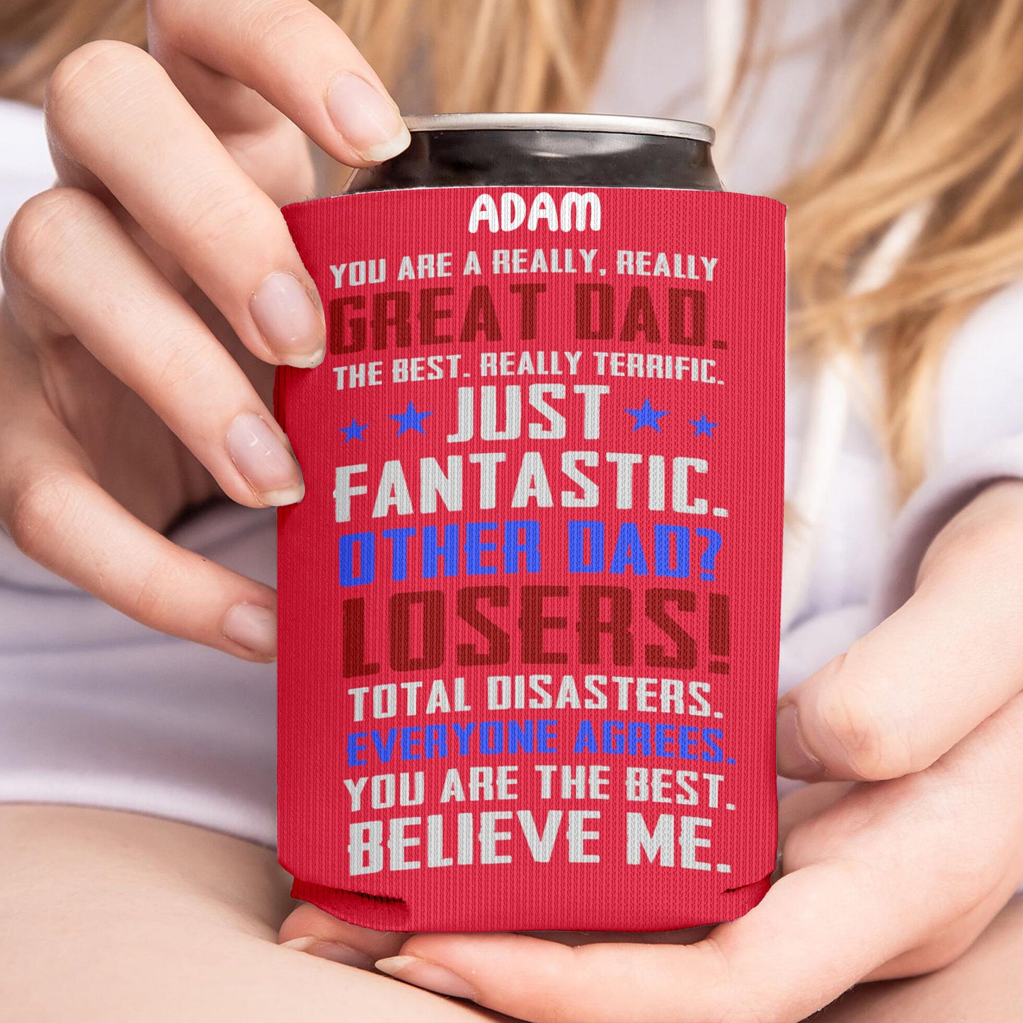 Best Dad Ever Can Cooler | Personalized Trump Drink Holder for Dad | Unique Father’s Day Gift from Kids | MAGA Gift for Dad Papa Grandpa 682457 - GOP