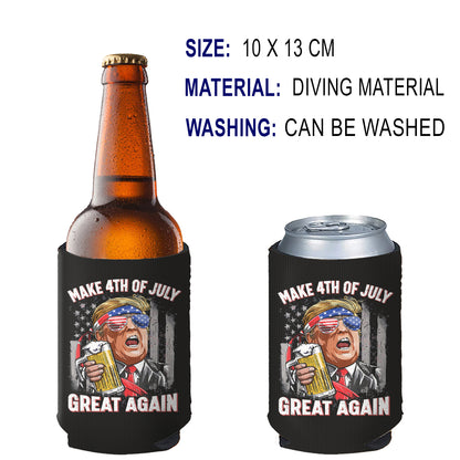 Make 4th Of July Great Again Can Cooler | President Trump Can Holder | MAGA Can Sleeve For Drinks 682458 - GOP