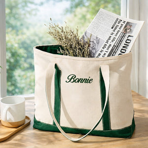 Custom Embroidered Canvas Tote Bag with Name, Bridesmaid Gift Tote, Personalized Bachelorette Gift Bag 684833