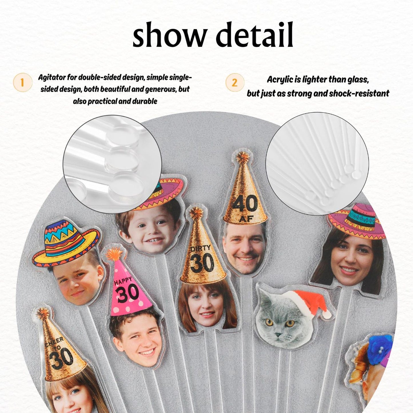 Custom Photo Drink Stirrers, Personalized Birthday Party Cocktail Stir Sticks, Gift For Bestie 685533 WFD
