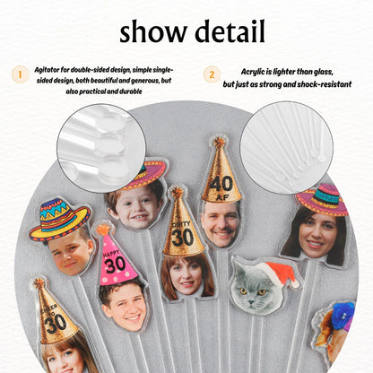 Custom Photo Drink Stirrers, Personalized Birthday Party Cocktail Stir Sticks, Gift For Bestie 685533 WFD