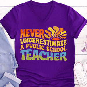 Never Underestimate A Public School Teacher Shirt | Democrat Shirt | Kamala Harris 2024 Shirt Dark T1544 - KH2