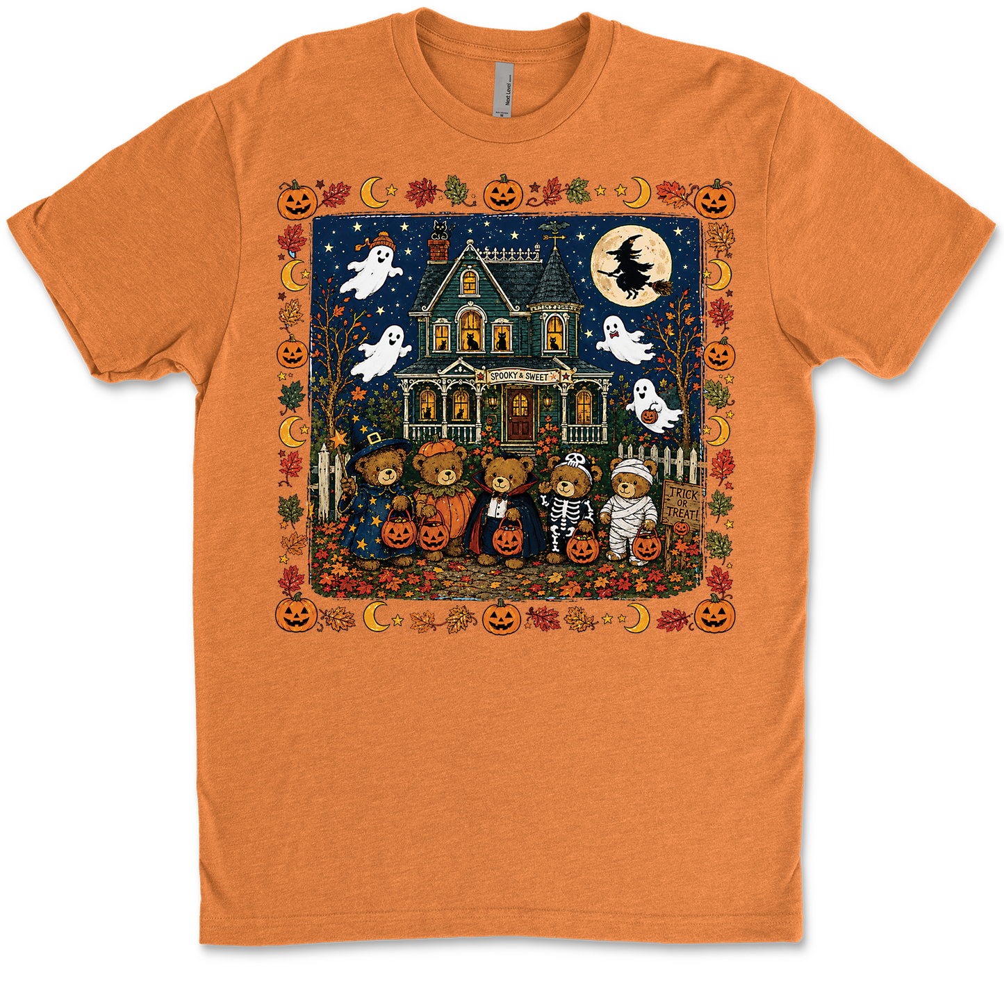 Vintage 90s Nostalgic Bears Halloween Graphic Bright Shirt, Retro Spooky Season Tee 685613