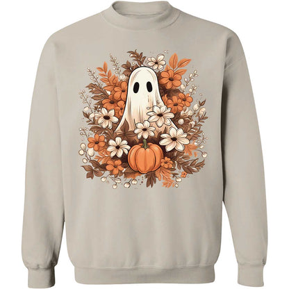 Fall Floral Ghost Halloween Shirt, Autumn Pumpkins Trendy Halloween Shirt 776V3