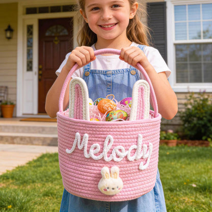 Personalized Easter Basket, Custom Name Basket, Easter Egg Hunt Gift Basket, Bunny Basket 684378