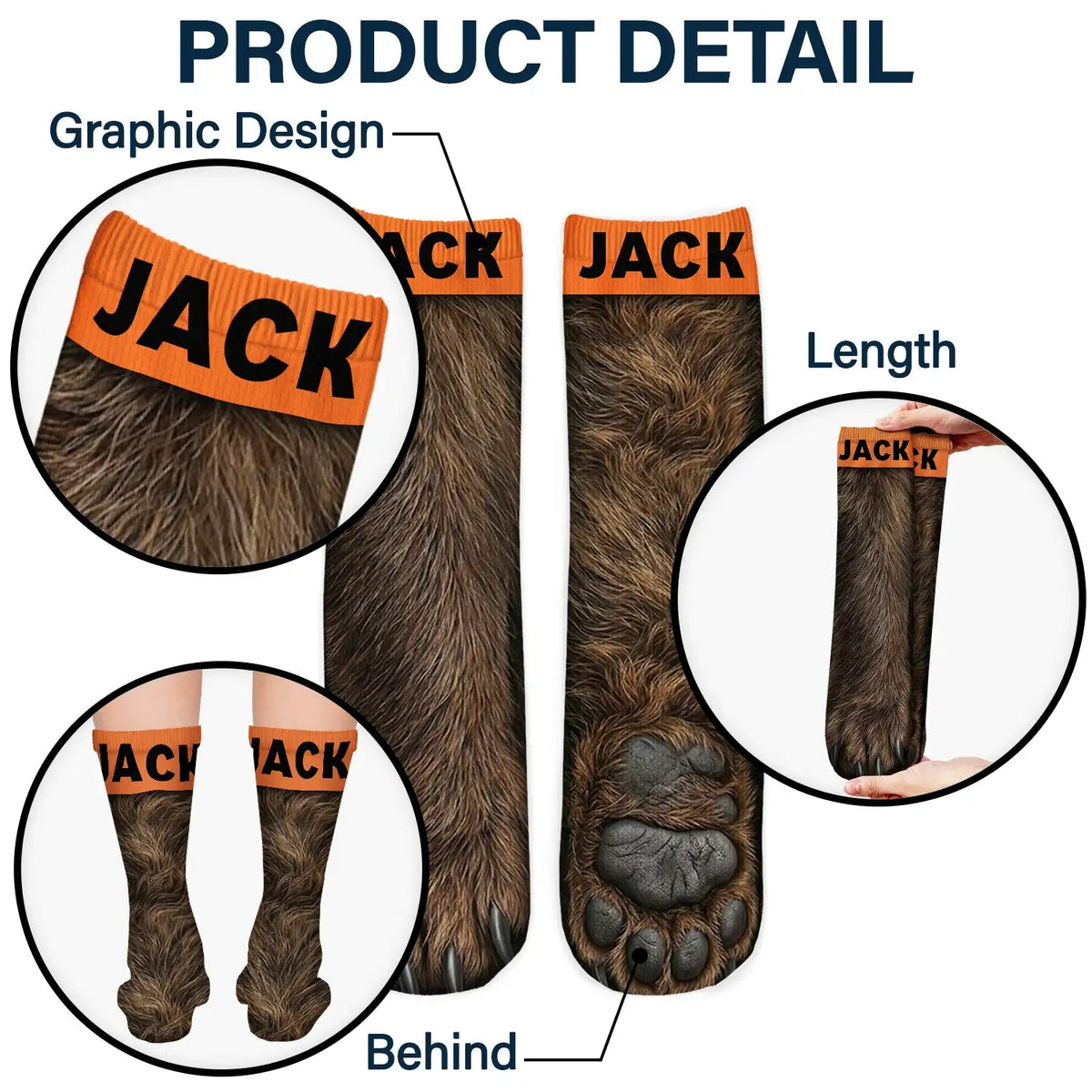 Personalized Animal Paw Illusion Socks, Funny Gag Gift For Hunters 686911 WFD