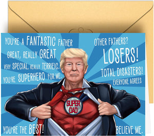 Trump Fathers Day Card - Super Dad Fathers Day Card, Funny Fathers Day Card from Daughter Son, Best Fathers Day Gifts for Dad, Cool Fathers Day Gifts Trump, Trump Birthday Card