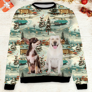 Custom Photo Christmas Pet Sweatshirt, Personalized Photo Ugly Sweater, Christmas All-Over-Printed Sweatshirt 682672