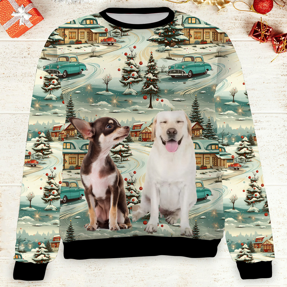 Custom Photo Christmas Pet Sweatshirt, Personalized Photo Ugly Sweater, Christmas All-Over-Printed Sweatshirt 682672